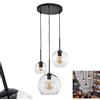 hofstein Lampada a sospensione Koyoto, lampada in metallo/vetro in nero/oro/chiaro, design retrò con paralumi in vetro (Ø15 cm; 20 cm; 25 cm), altezza massima 146,5 cm, 3 luci, 3 x E27, senza lampadina/e