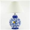 Ceramiche Azzaro & Romano Caltagirone CEAR ceramiche - Lume in ceramica di Caltagirone blu decorato a mano, lampada da tavolo ceramica siciliana