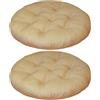 YOUGANG Confezione da 2 Cuscini Rotondi per Sedia 35x35cm in Cotone con Imbottitura Completa per Cucina e Sala da Pranzo, Cuscino Antiscivolo per Seduta da Pavimento e per Sedile Auto (Beige)