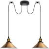 Generic Homin Lampada a sospensione a 2 teste, lampada a sospensione regolabile, lampada a sospensione da soffitto con paralume conico. (Ottone giallo)