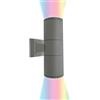 Partenopea® Applique Lampada faretto Luce led da Muro per Parete con doppio attacco UP & DOWN GU10 a Biemissione moderno Interno Esterno IP65 max 120W (Grigio, Luce RGB + 4000K)