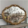 Generisch Specchio Decorativo da Parete Oro Ovale Antico Classico da Bagno 50x39 con Sbalzo C26