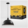LEDSone Lampada a sospensione da soffitto in stile retrò vintage industriale con paralume a cupola nero da 40 cm, attacco E27 UK (Black)