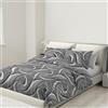 BANZAII TEXTILE INNOVATOR ONLINE Banzaii Copripiumino Singolo 155x200 cm con Cerniera e Lacci Angolari 100% Microfibra Manopesca, Set Copripiumino e Federa con Zip 50x80 cm, Made in Italy, Nicole Grigio
