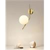 TOT ELECTRIC Lampadario a sospensione Applique Oro con sfere bolle bianche design moderno minimal (Applique- Ramo)
