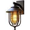 Mengjay Applique per esterni interno, E27 Nero Lampada da parete rustica lanterna del metallo della parete impermeabile Decorati per giardino cortile balcone giardino (nessuna lampadina) (D)