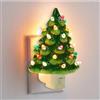 Generico Luce notturna vintage a forma di albero di Natale, lampada a spina con luce calda, decorazione da tavolo in resina per camera da letto, decorazione natalizia luminosa (Verde 1PCS)