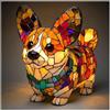 Generico Lampada a forma di Corgi e Carlino, Serie Cani Luce Notturna Artistica, Lampada Tavolo Resina Macchiata, Animale Simpatiche Cani Lampade Comodino Tema Luci Artistiche, Per Decorazioni Camera Letto