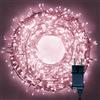Partenopea serie stringa catena luminosa di luci 300 LED per albero di Natale da Esterno natalizie ed Interno controller con 8 giochi di luce e Memoria cavo trasparente (LUCE ROSA, 15 metri)