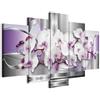 Cuadros B&D XXL - Quadro Orchidea Viola 200x100 cm 5 Pezzi - Stampa su Tela Strutturata XXL Grande - Quadri Moderni Componibili Camera da Letto Matrimoniale - Stampe da Parete Arte - Fiori 020110-118