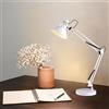 maolo Lampada da Scrivania Girevole e Snodabile E27 Struttura Metallica Resistente Braccio Estensibile 72cm Illuminazione Ufficio Casa 230V Cavo 1.5m Morsetto e Base Elegante Design (Bianco)
