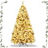 GYMAX Albero di Natale Automatico Innevato 180 cm, 250 LED Incorporate, Luce Calda Bianca, 600 Rami Folti in PVC, Base Pieghevole in Metallo, Cerniera Automatica, Divisibile da Montaggio e Trasporto
