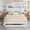 BRILVERDE Letto imbottito 140x200 con Contenitore, letto matrimoniale con USB e LED, Con comodini e con cassetti, Funzionale con testiera, Struttura letto con rete a doghe, in Velluto (Beige, 140 x 200 cm)