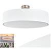hofstein Plafoniera HOFSTEIN Foggia, lampada da soffitto in metallo/tessuto/plastica nichel opaco/bianco, rotonda dal design moderno (Ø 50 cm), E27, sala pranzo, soggiorno, camera letto, cucina, corridoio