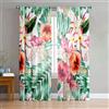Odot Tende Soggiorno Semi Trasparenti,Motivo Foglia 3D Tenda Voile con Tasca per Asta 2 Pannelli Filtranti Finestra Moderna per Camera da Letto Cucina Balcone (Pianta tropicale,107x213cm)