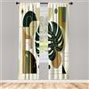 ABAKUHAUS Moderno Tenda a Pannello Set di 4, Foglia di Monstera di metà secolo, Trattamento della Finestra per Stanza e Camera da Letto, 150 cm x 245 cm, Beige Verde Scuro Caramello