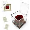 La Rosa dei Sogni Rosa Stabilizzata Profumata con Petali in gel in Cubo Trasparente - Confezione Regalo Elegante - Durata 5-7 anni - Made in Italy - 5x5 cm (Rosso)