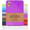 NatureMark Lenzuolo con angoli elasticizzati in jersey, in 100% cotone, in molti colori e misure, conforme all'Oeko-Tex Standard 100, 180 x 200 cm - 200 x 200 cm viola