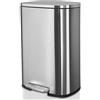 casa pura Dustin - Pattumiera a pedale, 30 litri, con abbassamento automatico, chiusura antiodore, in acciaio inox, secchio interno estraibile in plastica