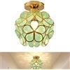 Chao Zan Lampadario a Sospensione Ferro Lampada da soffitto plafoniera Rosa Fiori Art Deco Vetro Paralume E27 Luce Pendente fiori di ciliegio luce di soffitto Sala da Pranzo Camera da Letto Soggiorno (verde)