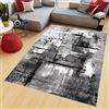TAPISO Maya Tappeto Soggiorno Pelo Corto Design Moderno Motivo Astratto Sfumato Linee Sfumature Bianco Antracite Camera da Letto Cameretta Ufficio Salotto Oeko-Tex 160 x 230 cm