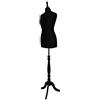 The Shopfitting Shop Manichino da sarta di lusso, taglia 40, busto da sarta in jersey nero con treppiede in legno nero