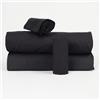 Corredocasa Lenzuola Completo Letto in Percalle, Made in Italy - 100% Cotone Percalle - Set Lenzuolo Sotto con Angoli, Sopra e 2 Federe Eleganti (Nero, Una piazza e mezza)