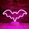 Vicila Luci al neon a LED a forma di pipistrello, decorazioni per Halloween, a forma di pipistrello, luci notturne a batteria, lampada da tavolo per camera da letto, bar, parete, decorazione spettrale