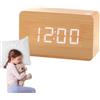 Zvn Zojne Orologio da comodino elettrico, orologio digitale in legno, sveglia a LED con livelli di luminosità regolabili e controllo del suono, orologio da scrivania estetico digitale per cucina,