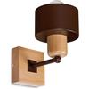 alfalux Applique Da Parete Interno Senza Interruttore A Corda Lampada Da Parete LED In Metallo E Legno Per Soggiorno Camera Da Letto WAND-BR10x10BU Marrone