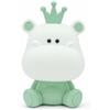 VIRTIME Lampada da Tavolo LED Touch, Lampada per Bambini Ippopotamo e Coniglietto, Ricaricabile USB-C, Luce Notturna Dimmerabile 3 Intensità Bianco Caldo (Verde, Ippopotamo)