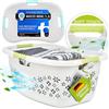 KiNDERWELT Cesto per la biancheria (50 L, con forma ergonomica, manici morbidi al tatto, design traspirante e aspetto floreale decorativo), colore bianco e blu
