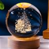 Generic Sfera di cristallo 3D notturna,base in legno sfera di vetro notturna,spazio di visualizzazione fantasia a LED,camera da letto e decorazione dell'ufficio. (Babbo Natale)