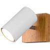 meineWunschleuchte Faretto da soffitto a 1 lampadina con legno, faretto bianco opaco, altezza 16 cm