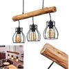 hofstein Lampada a sospensione Gondo, lampada a sospensione in metallo/legno in nero/marrone, 3 luci, 3 x E27, lampada a sospensione moderna, senza lampadina/e