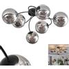 HOFSTEIN Plafoniera Chehalis, lampada da soffitto in metallo/vetro nero fumo, lampada dal design moderno retrò/vintage con ombrelli in vetro (Ø 15 cm), 6 x G9, senza lampadina