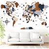 WOW WOOD® Mappa del Mondo in Legno 3D in Italiano - Decorazioni murali di Alta qualità | Montaggio a Parete Senza Attrezzi | Idea Regalo per Ogni ricorrenza (85.00 x 160.00 CMS, Marrone Scuro)