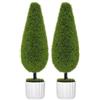 HOMCOM Set 2 Piante Finte per Interni, Cipresso Finto, Vasi da Ø12x16 cm, Muschio e Cemento, Piante Artificiali Realistiche da 90 cm in PE e Plastica, Verde e Bianco