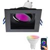 Planetitaly Faretto LED incasso quadrato SMART lampada GU10 5W WiFi RGB CCT foro 9cm luce colorata negozio vetrina 230V (Colore Nero)