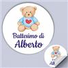 Mr Pubblicità 100 Tag Adesivi personalizzati per nascita, battesimo, compleanno, PERSONALIZZALO QUI con nome, frase, data, etichette adesive per inviti, scatolini, sacchetti, bomboniere, regalini