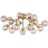MAYTONI DECORATIVE LIGHTING Moderno Lampadario, Forma a Molecola, Struttura in Metallo Dorato, 20 diffusori color ambra trasparente, design insolito, loft industriale, 20 lampadine G9 28W 220-240V non incl