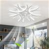 NVZHIDAI LED Lampadario con Ventilatore Camera da Letto Telecomando Silenziosa Plafoniera con Ventilatore Dimmerabile Reversibile 6 Velocità Luce con Ventilatore da Soffitto Smart DC Modern, Blanc||A