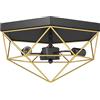 HOMCOM Lampada da Soffitto Stile Industriale con 3 Attacchi E27 Nero e Oro