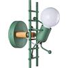 WLXJDJ Creativo Applique da Parete Humanoid, Lampada a Muro Interno Moderno Luce da Parete da Comodino Ferro Art Deco Cartone Animato Design E27 Base per Camera da Letto Soggiorno Corridoio Bar Caffè,Verde