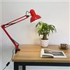 Chao Zan lampada da tavolo con morsetto, braccio in metallo rosso, snodabile e regolabile,LED Lampada da Comodino Protezione degli Occhi per Lettura, Studio, Ufficio (Lampadina E27 non Inclusa)