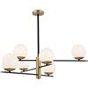 MAYTONI DECORATIVE LIGHTING Moderno Lampadario Pendente a Sospensione a Sfere, Sputnik, 6 luci, Oro e Nero, Paralumi in Vetro Bianco Opaco, Altezza Regolabile, per 6 lampadine E14 non incl.