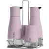 IlGruppone Set Condimento 4 Pezzi Olio Aceto Sale Pepe Vetro Acciaio Certificato Per Alimenti Organizzatore Acciaio Inox Con Stand In Metallo Condimenti Tavola Oliera Saliera Dispenser Tavola Organizer - Glicine