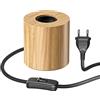 ledscom.de Lampada da tavolo HITO, interruttore, vero legno (albero della gomma), rotonda, marrone chiaro, 1x E27 max. 60W