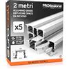 Eurocali 5x Profili da 2 metri (10mt) in Alluminio grigio per Strisce LED Schermatura Opaca ingombro max striscia led 12.5mm - 24.5 x 12.2