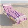 INTRECCI Telo Mare per Lettino 75x195 cm, Ultra Assorbente (80% Cotone), con 2 Tasche e Elastici Antiscivolo, Lavabile, Ideale per Spiaggia e Piscina, Colore: Lilla